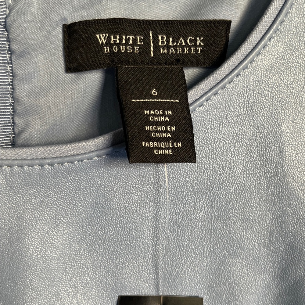 White House Black Market Leather Light Blue Sleeveless Top - Picture 3 of 5
